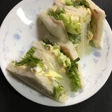 食パン10枚切りで☆チーズ玉子とハムサンドイッチ☆